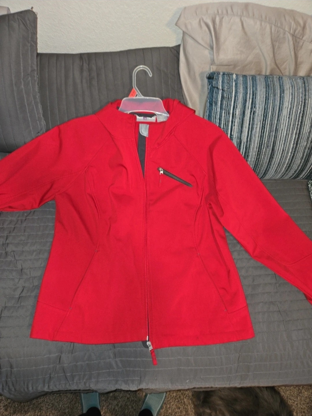 Women's Red Zip-Front Utility Jacket